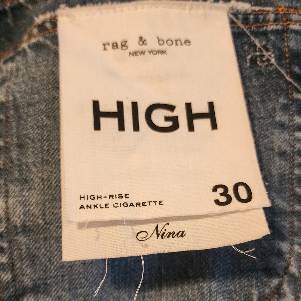Rag & Bone High Rise Ankle Sigarette  Nina jeans Size 30 New - Picture 8 of 11